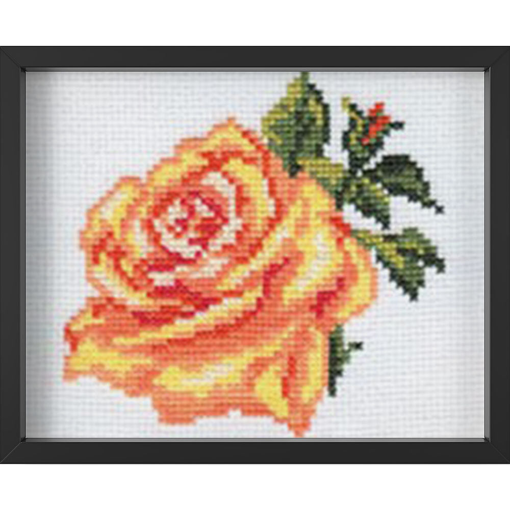 Kreuzstich - Rose | 10x10 cm - Diy - Fadenkunst
