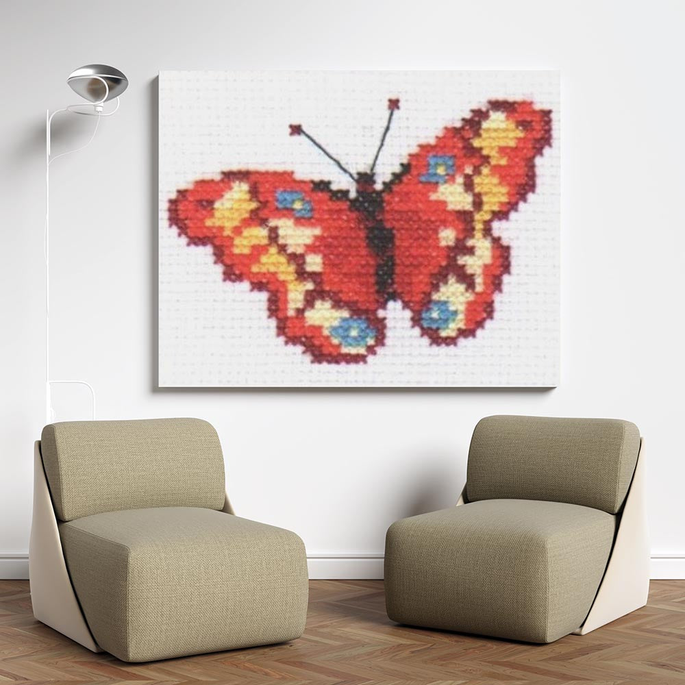 Kreuzstich - Schmetterling | 10x10 cm - Diy - Fadenkunst