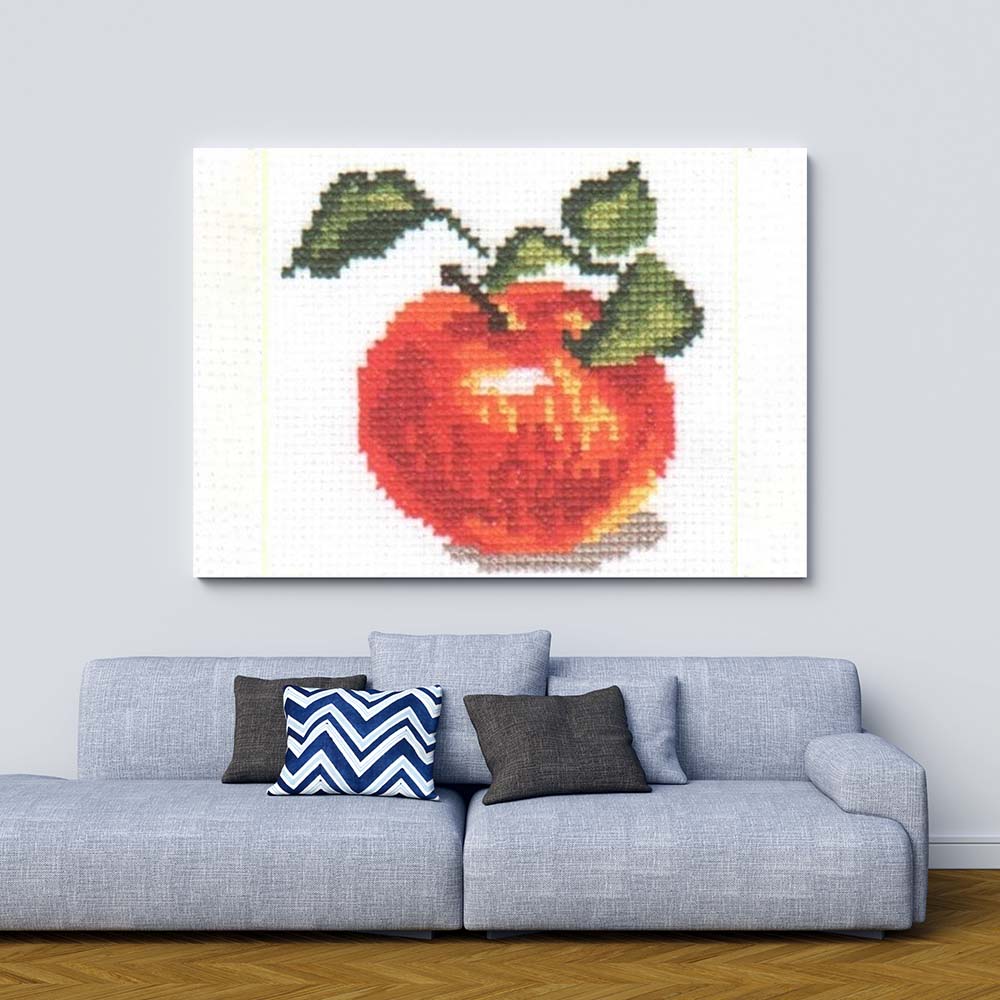 Kreuzstich - Apfel | 10x10 cm - Diy - Fadenkunst