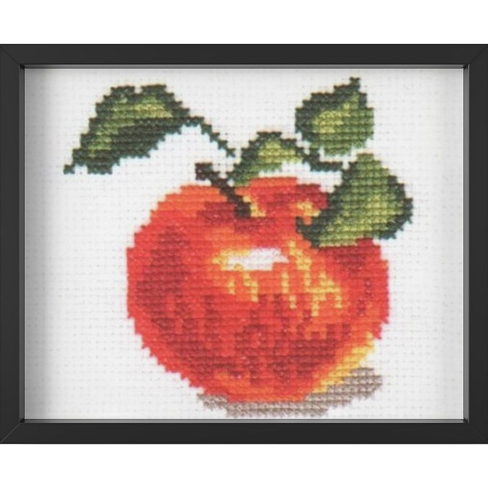 Kreuzstich - Apfel | 10x10 cm - Diy - Fadenkunst