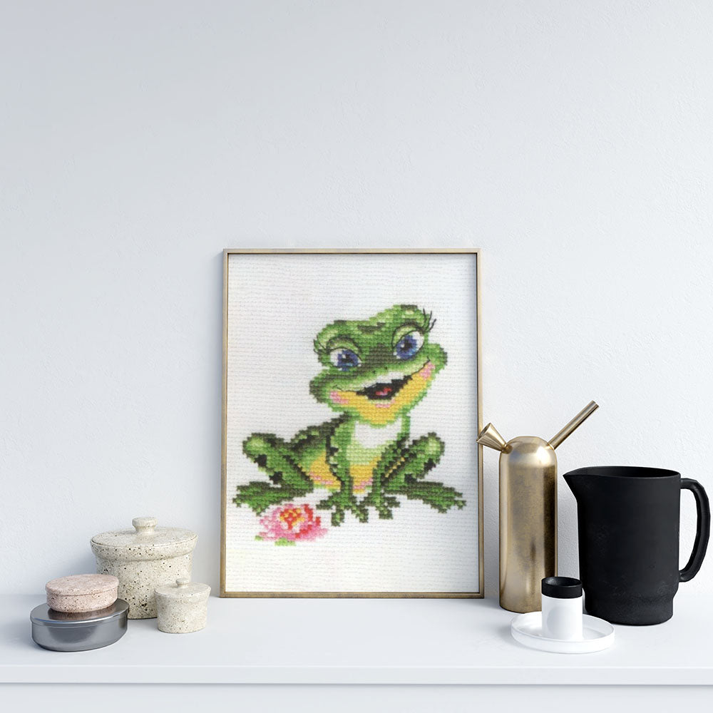 Kreuzstich - Schöner Frosch | 15x15 cm - Diy - Fadenkunst