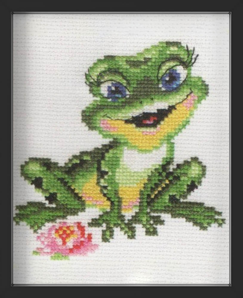Kreuzstich - Schöner Frosch | 15x15 cm - Diy - Fadenkunst