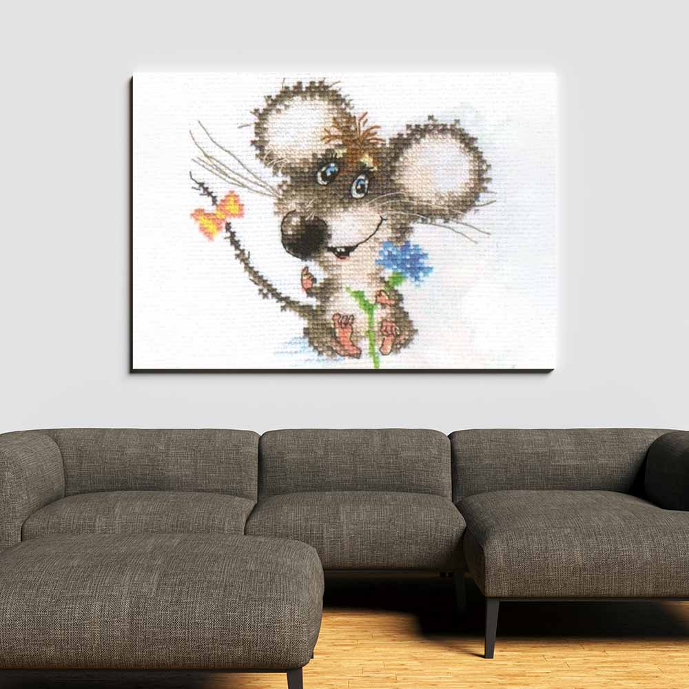Kreuzstich - Verliebte Babymaus | 15x15 cm - Diy - Fadenkunst