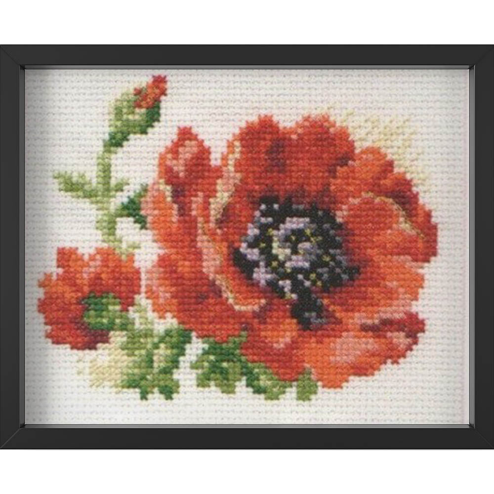 Kreuzstich - Mohn | 15x10 cm - Diy - Fadenkunst