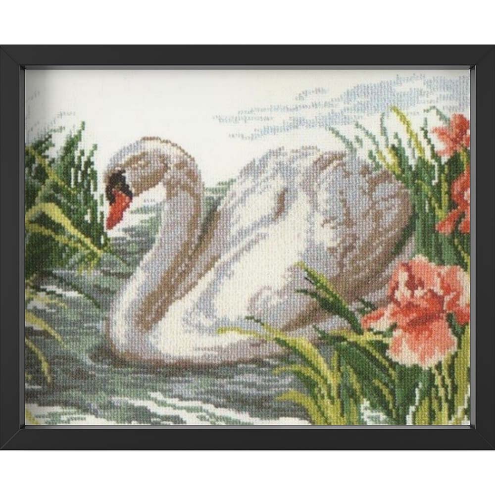 Kreuzstich - Weißer Schwan | 35x25 cm - Diy - Fadenkunst