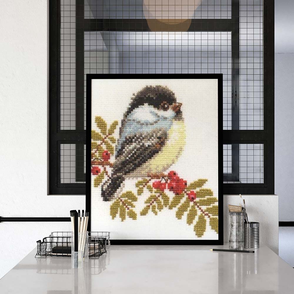 Kreuzstich - Chickadee | 15x15 cm - Diy - Fadenkunst