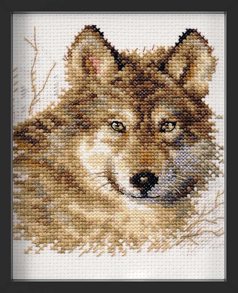 Kreuzstich - Wolf | 15x15 cm - Diy - Fadenkunst