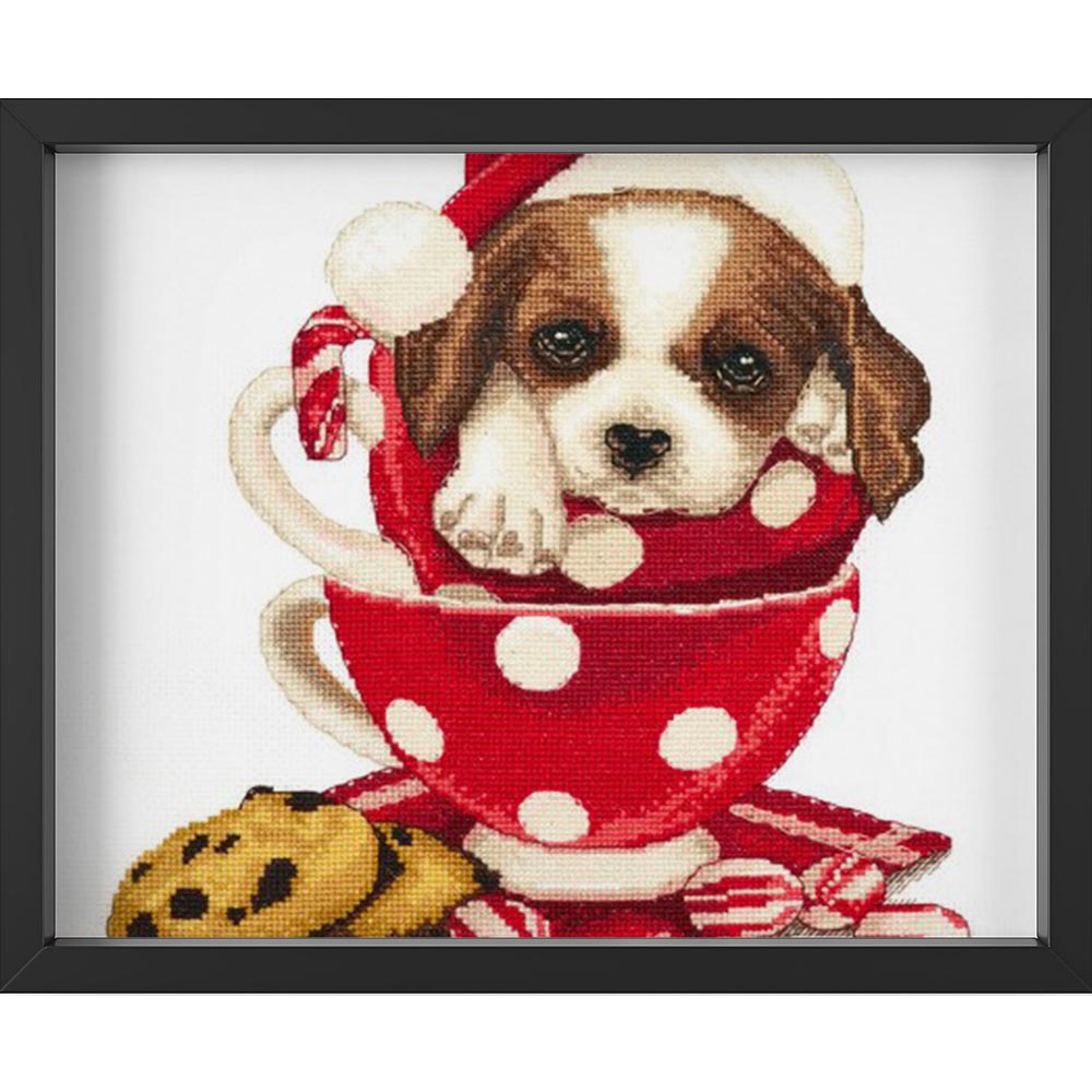 Kreuzstich - Weihnachten St. Bernhard | 25x25 cm - Diy - Fadenkunst