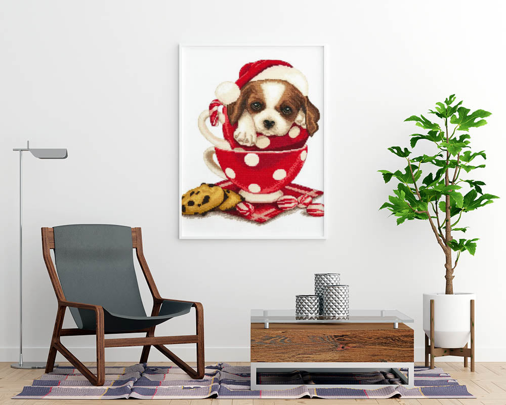 Kreuzstich - Weihnachten St. Bernhard | 25x25 cm - Diy - Fadenkunst