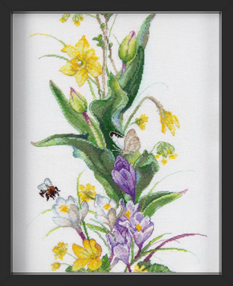 Kreuzstich - Tapfere Hummel | 25x45 cm - Diy - Fadenkunst