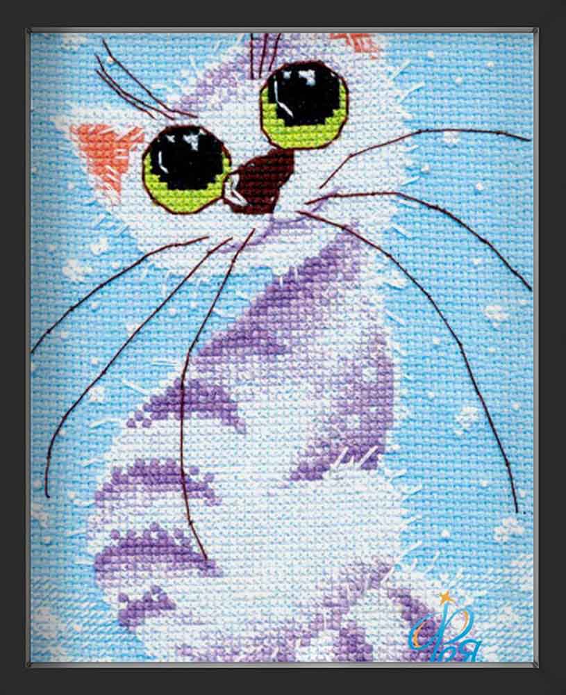 Kreuzstich - Kleine Katze 2 | 15x20 cm - Diy - Fadenkunst