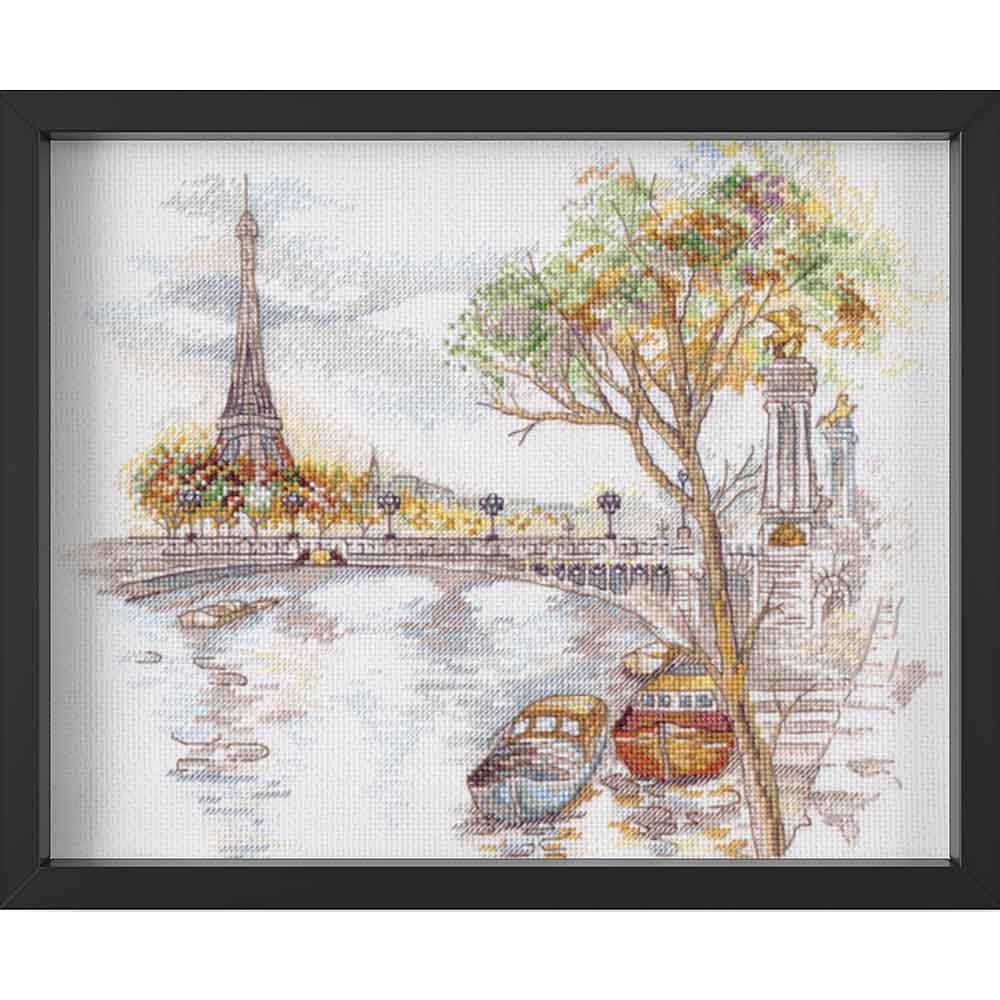 Kreuzstich - Herbst in Paris | 30x25 cm - Diy - Fadenkunst