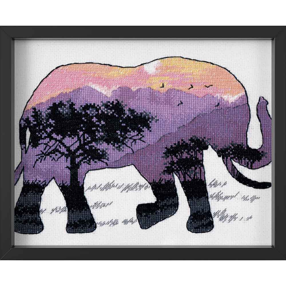 Kreuzstich - Tierwelt - Elefant | 25x20 cm - Diy - Fadenkunst