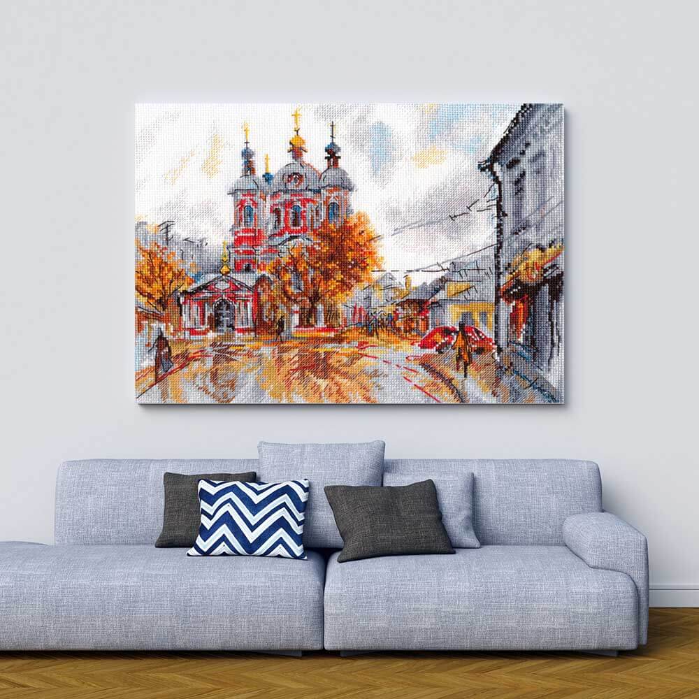 Kreuzstich - St. Clemens Kirche Moskau | 25x20 cm - Diy - Fadenkunst
