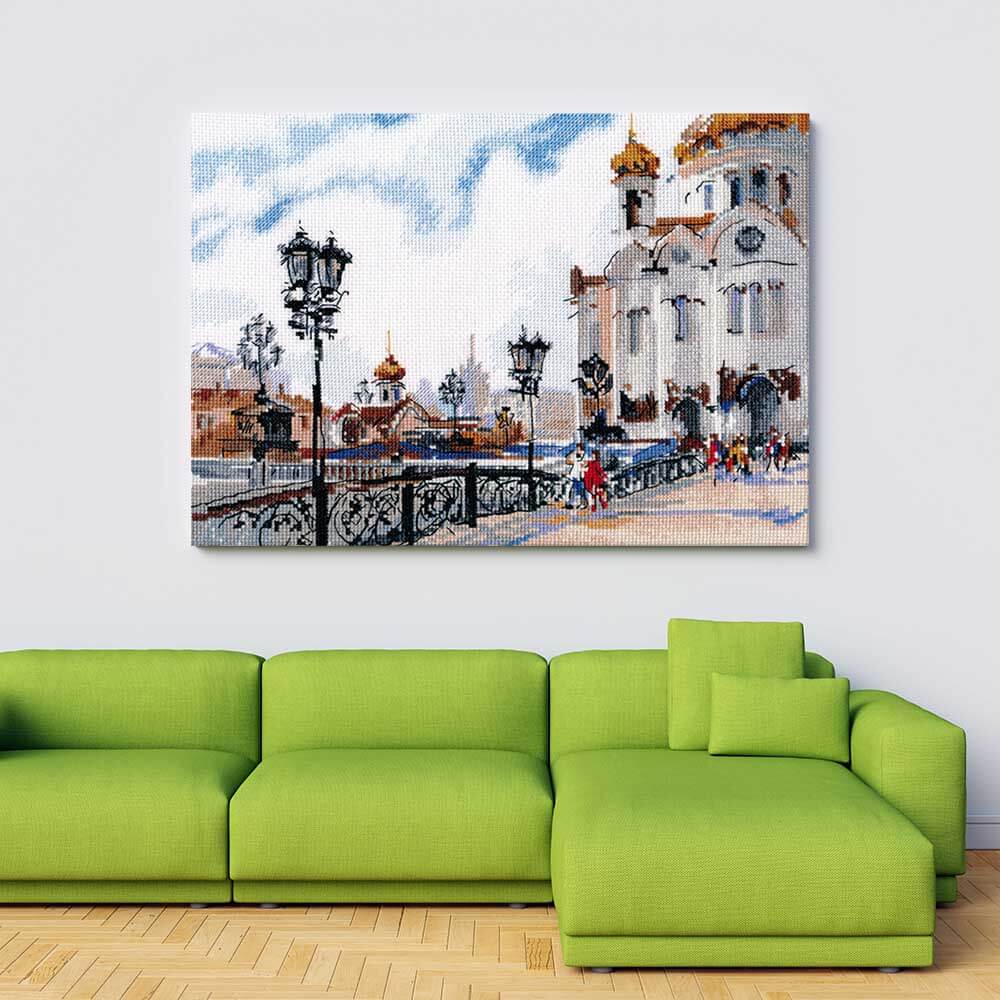 Kreuzstich - Die Patriarchalische Brücke | 25x20 cm - Diy - Fadenkunst