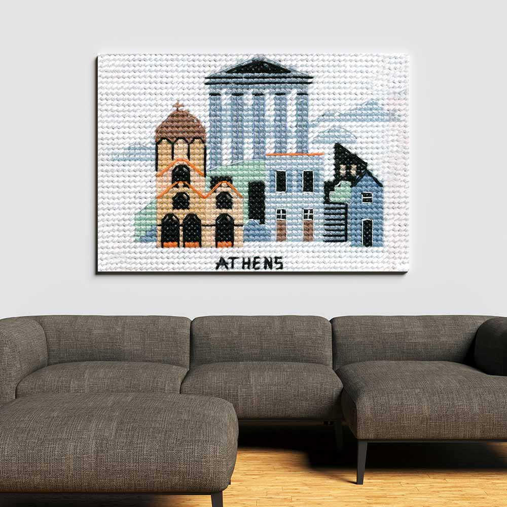 Kreuzstich - Athens | 10x10 cm - Diy - Fadenkunst