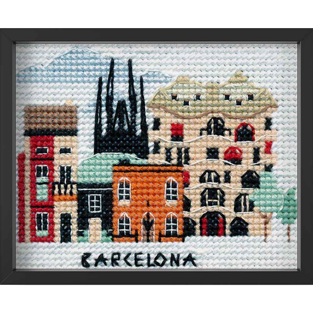 Kreuzstich - Barcelona | 10x10 cm - Diy - Fadenkunst