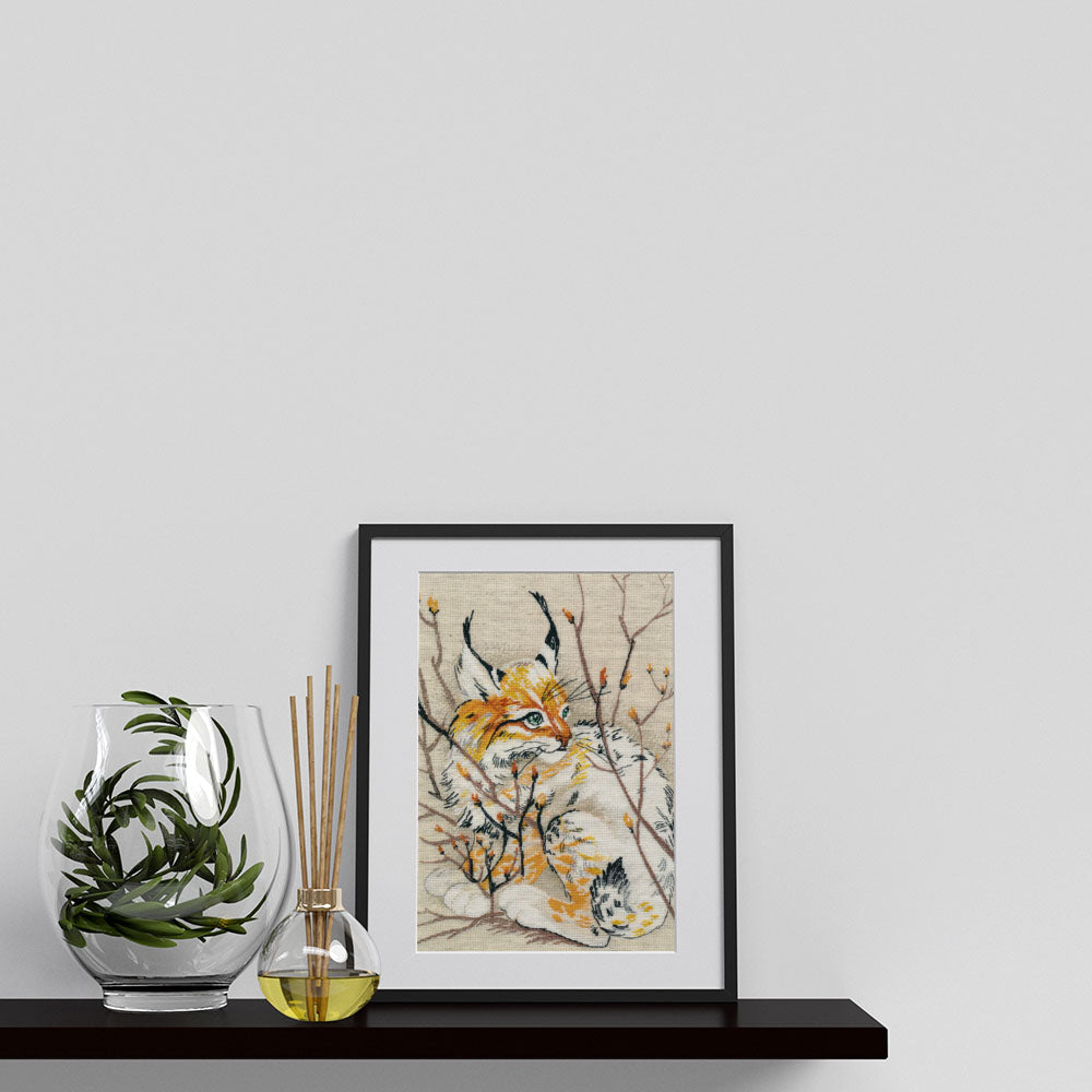 Kreuzstich - Kleiner Luchs | 25x35 cm - Diy - Fadenkunst