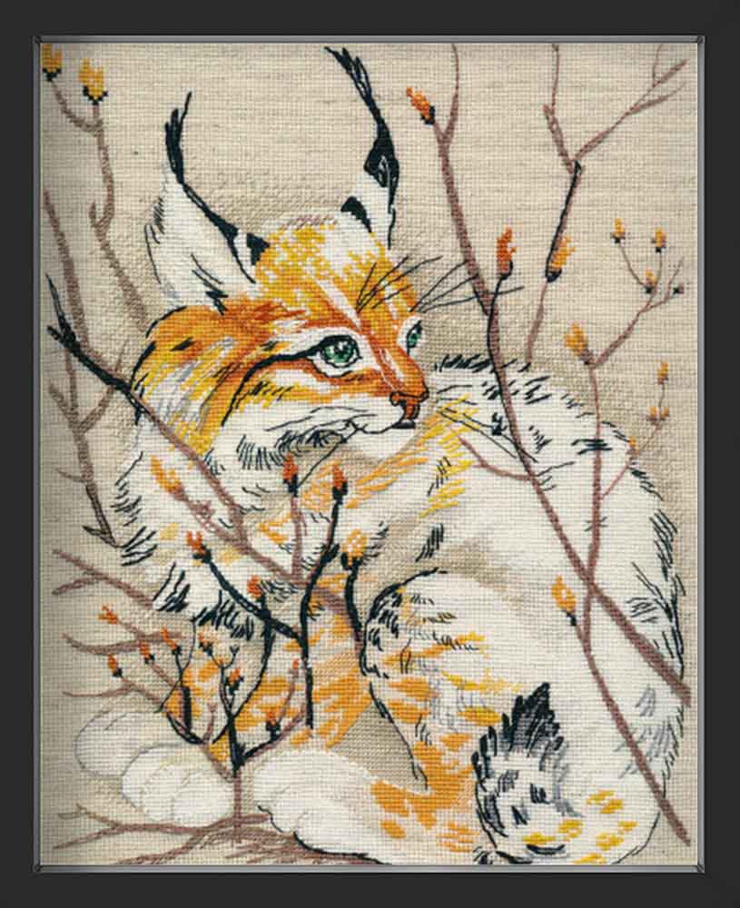 Kreuzstich - Kleiner Luchs | 25x35 cm - Diy - Fadenkunst