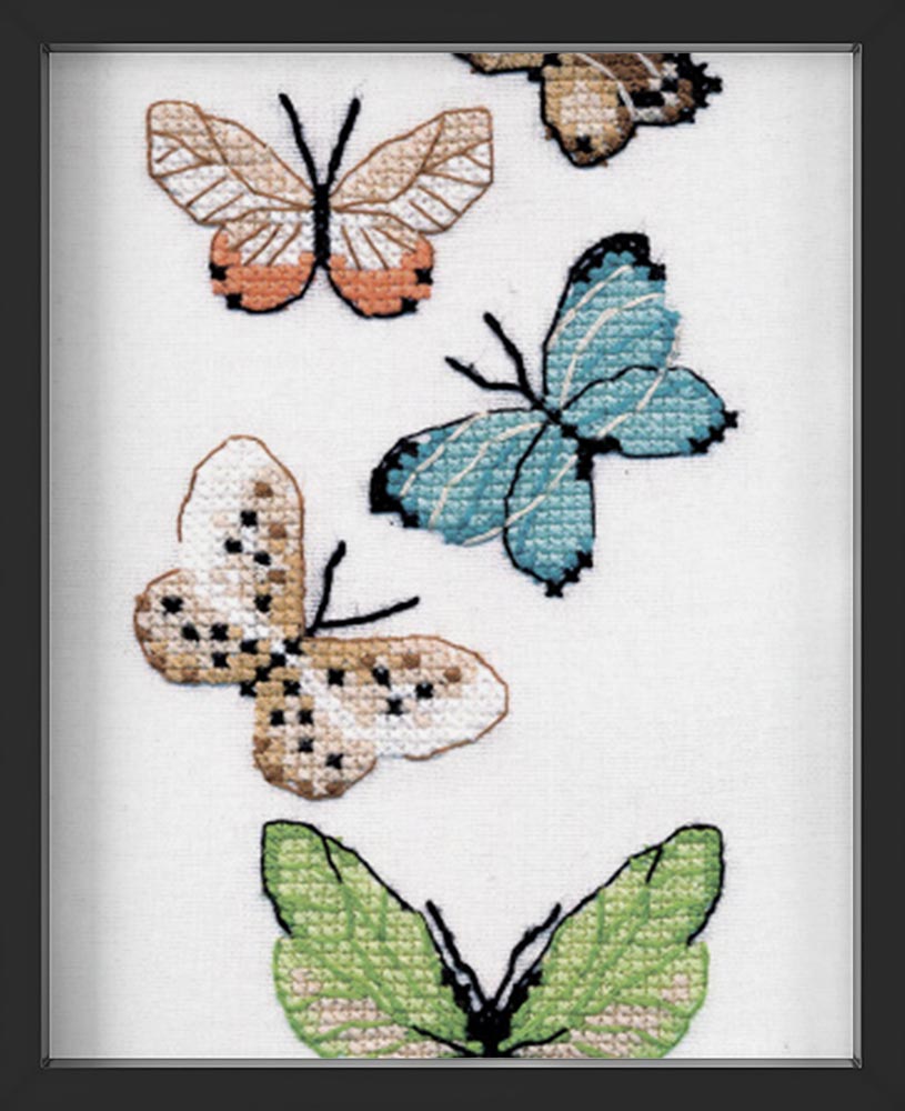 Kreuzstich - Schmetterlinge | 20x10 cm - Diy - Fadenkunst