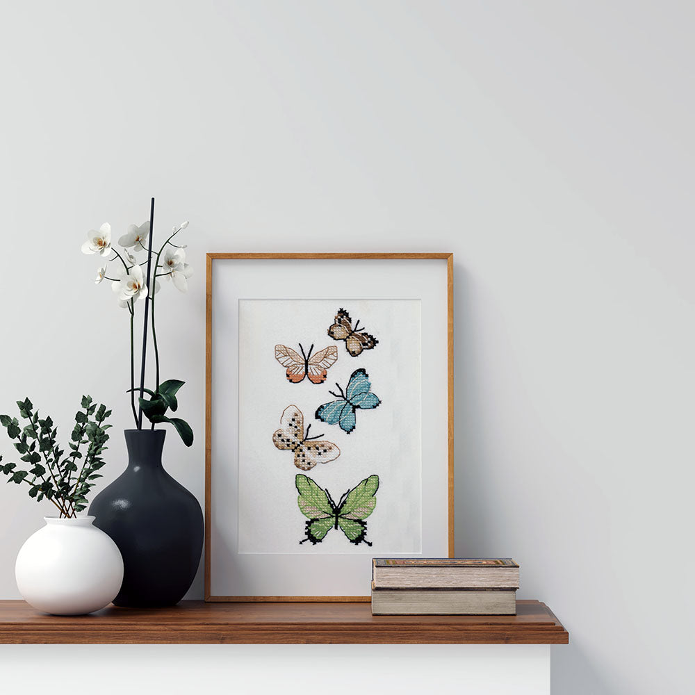 Kreuzstich - Schmetterlinge | 20x10 cm - Diy - Fadenkunst