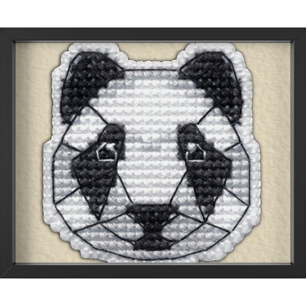 Kreuzstich - Abzeichen Panda | 5x5 cm - Diy - Fadenkunst