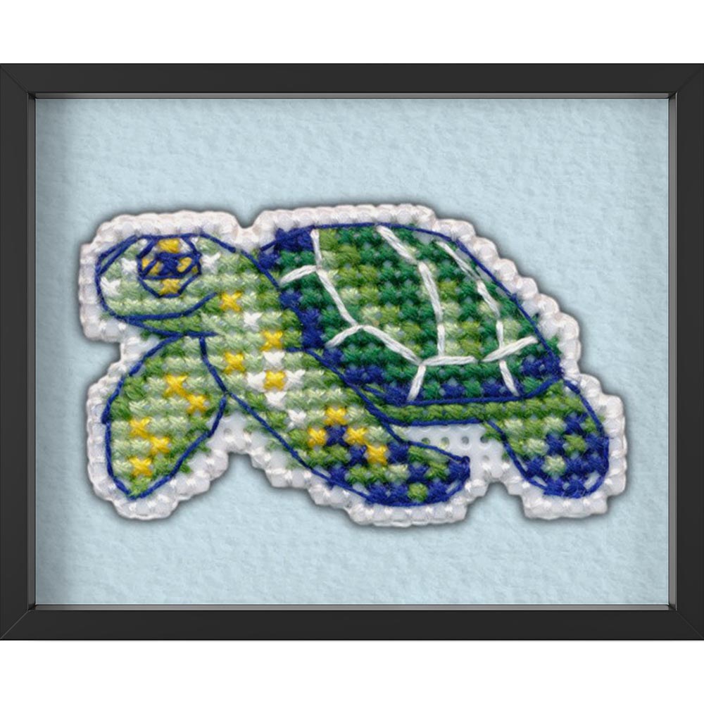 Kreuzstich - Abzeichen Schildkröte | 5x5 cm - Diy - Fadenkunst