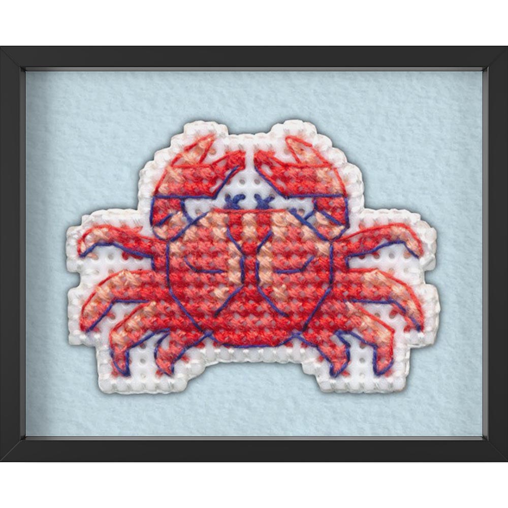 Kreuzstich - Abzeichen Krabbe  | 5x5 cm - Diy - Fadenkunst