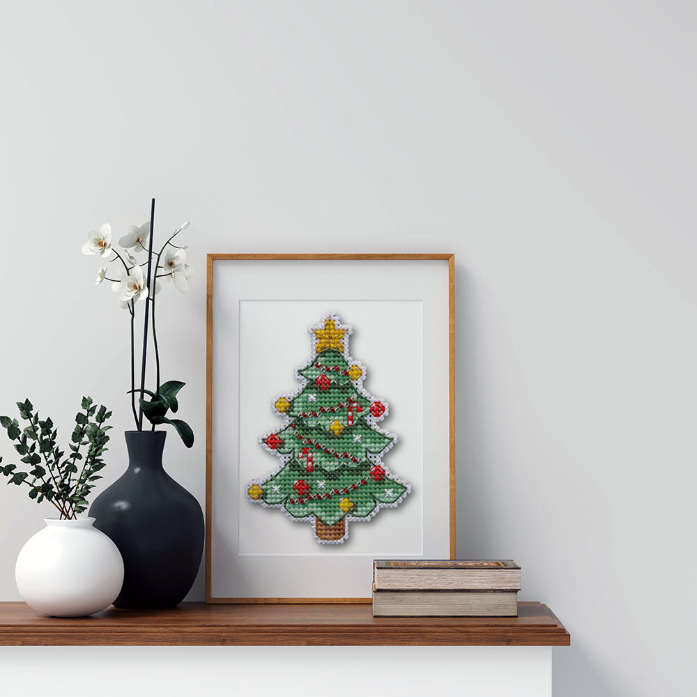 Kreuzstich - Magnet - Weihnachtsbaum  | 10x10 cm - Diy - Fadenkunst