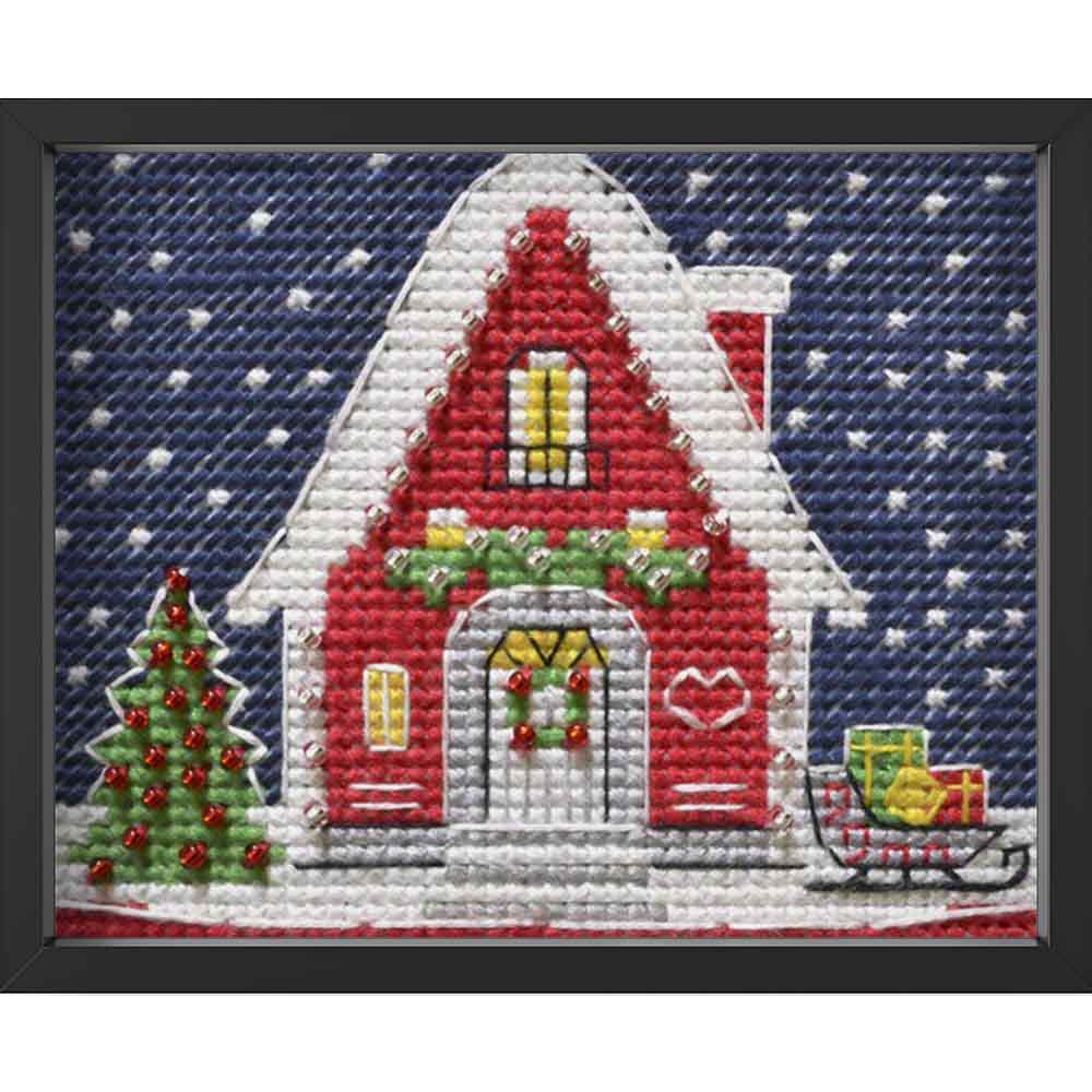 Kreuzstich - Magnet - Schwein mit Weihnachtsbaum | 15x20 cm - Diy - Fadenkunst