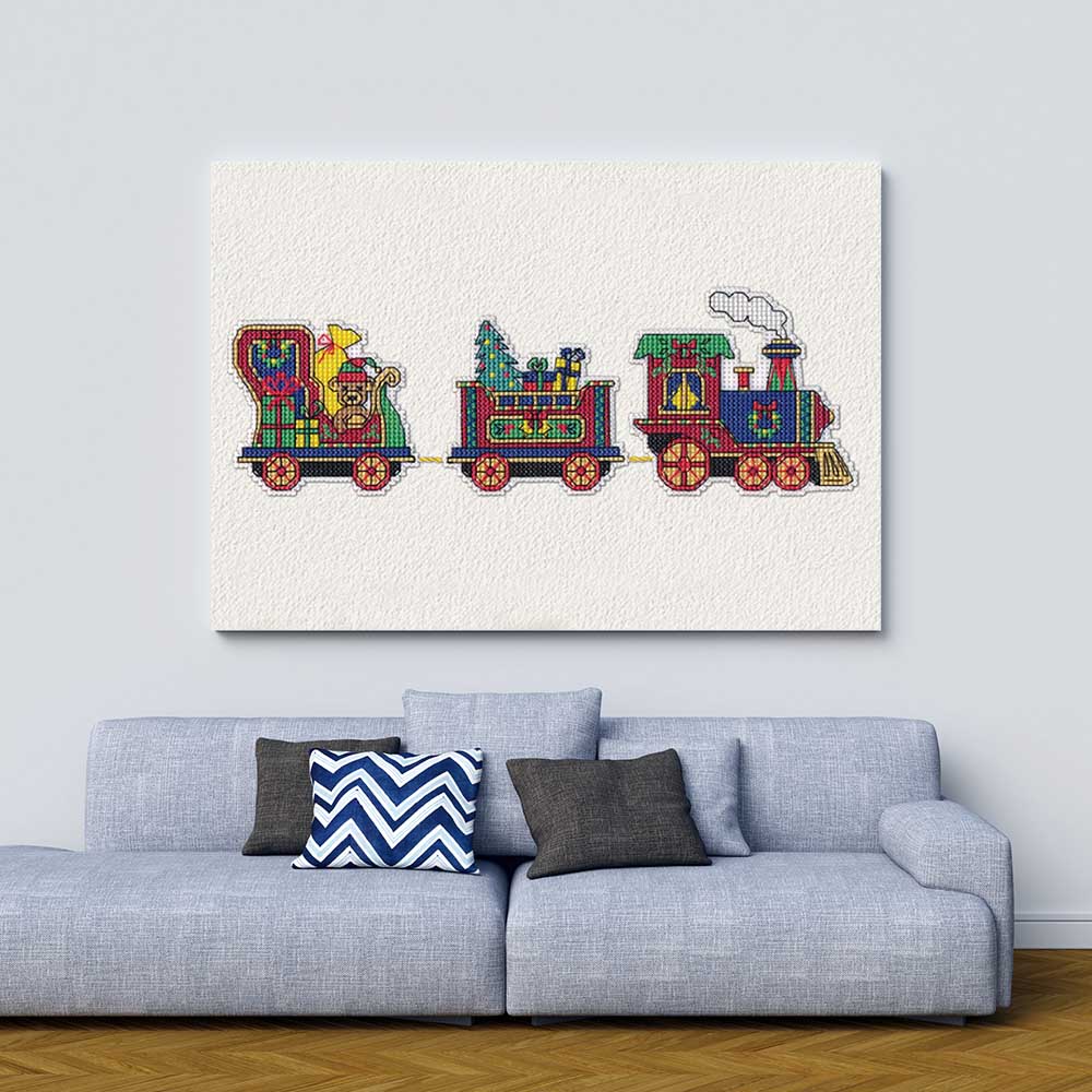 Kreuzstich - Weihnachtszug | 10x10 cm - Diy - Fadenkunst