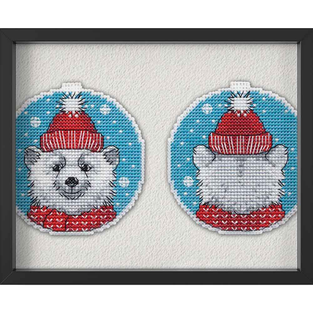 Kreuzstich - Weihnachtsbär | 10x10 cm - Diy - Fadenkunst