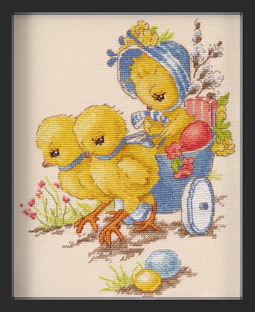 Kreuzstich - Ostern Feiern | 25x20 cm - Diy - Fadenkunst