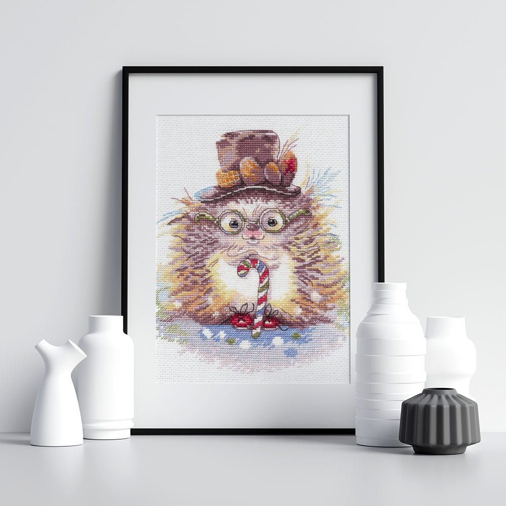 Kreuzstich - Igel Gentleman | 25x20 cm - Diy - Fadenkunst