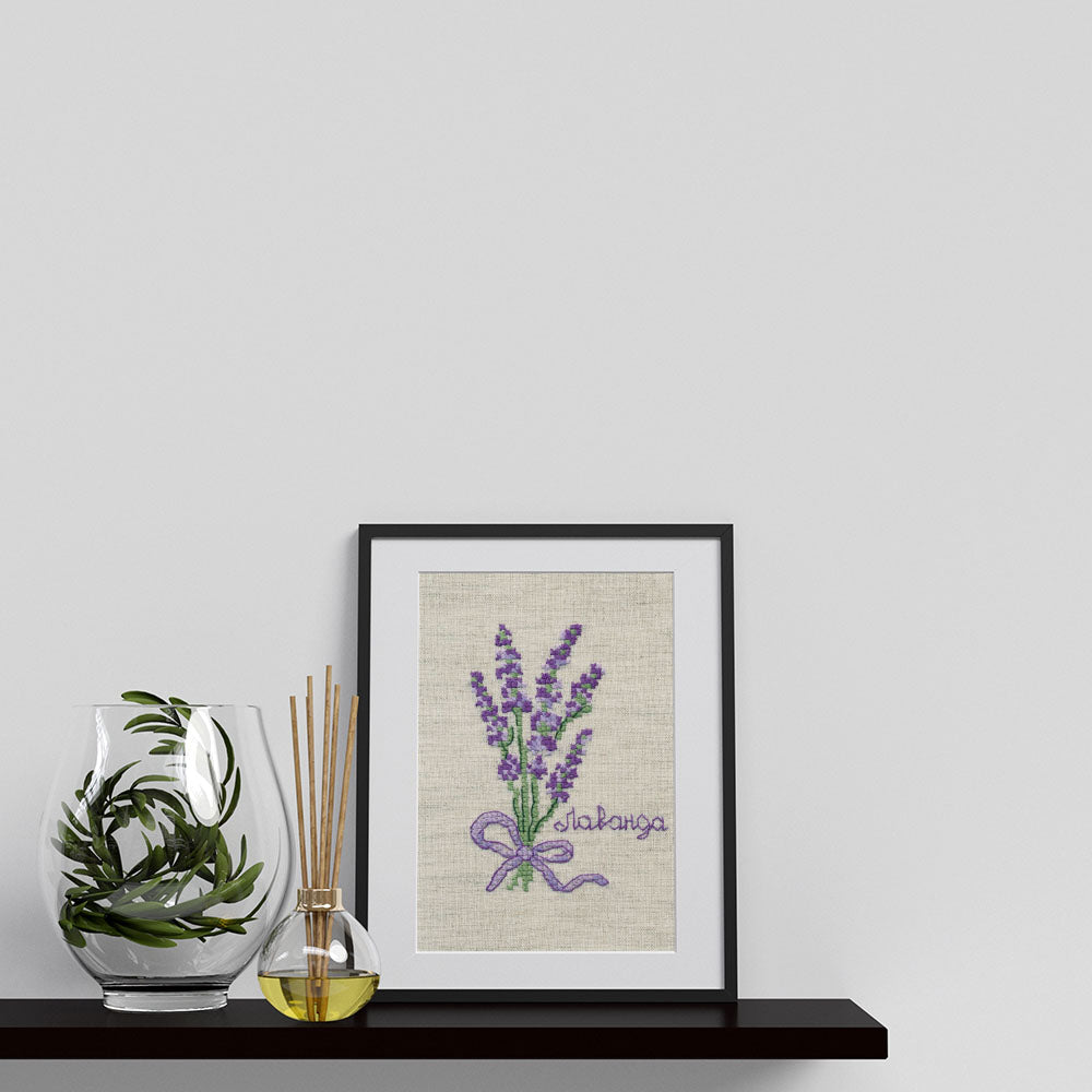 Kreuzstich - Lavendel | 10x10 cm - Diy - Fadenkunst