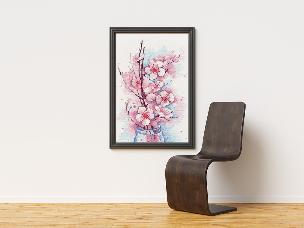 Kreuzstich - Apfelblüte | 20x30 cm - Diy - Fadenkunst