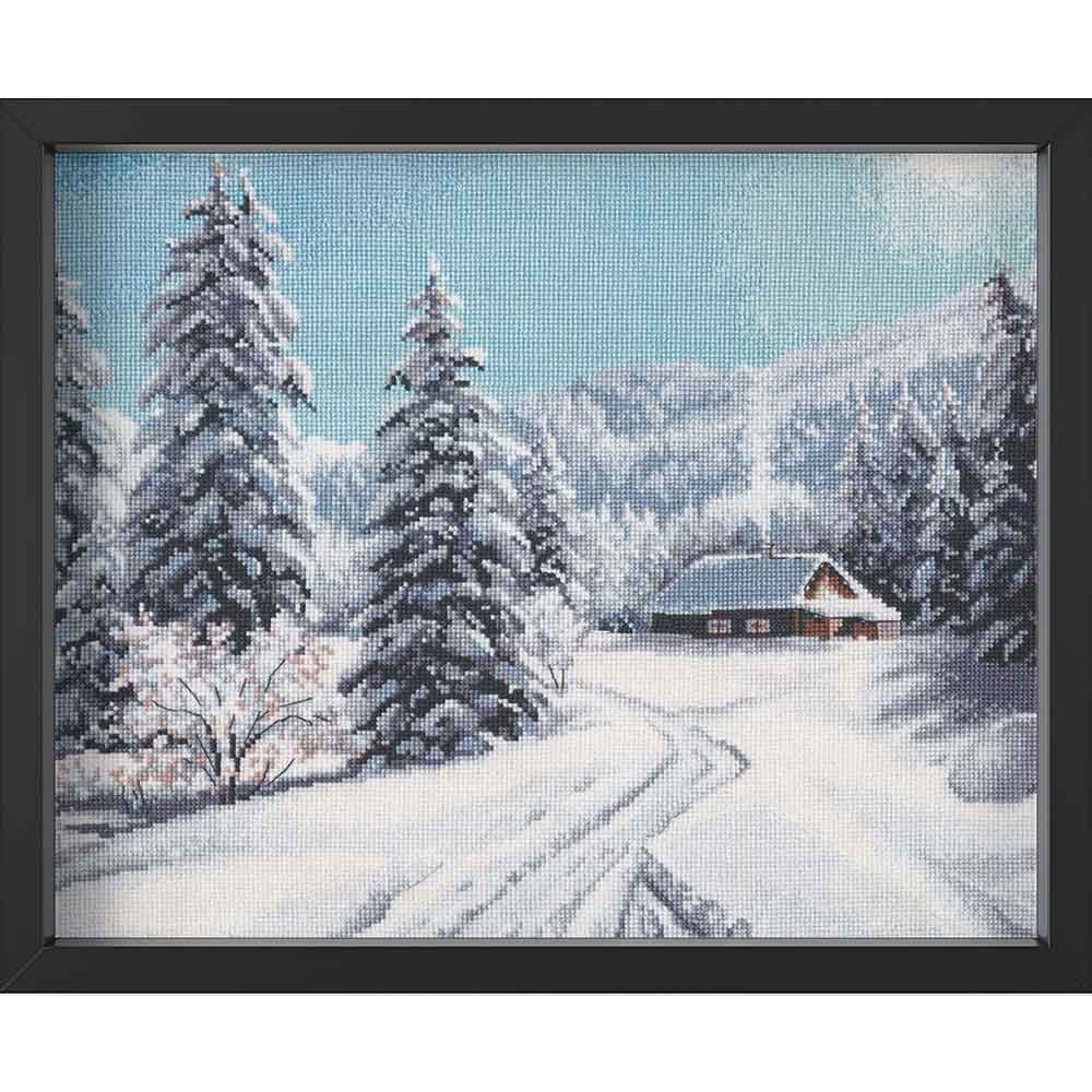 Kreuzstich - Wintertag | 40x30 cm - Diy - Fadenkunst