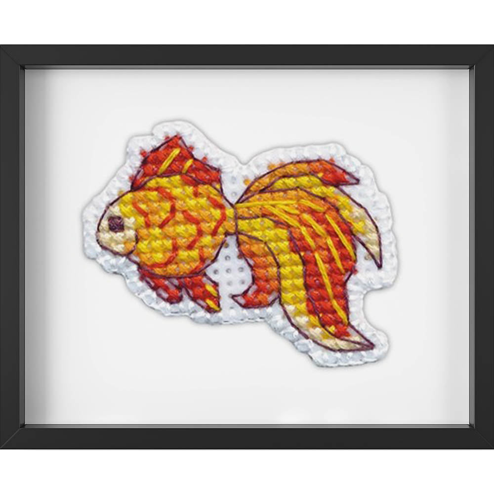Kreuzstich - Abzeichen Fisch | 5x5 cm - Diy - Fadenkunst
