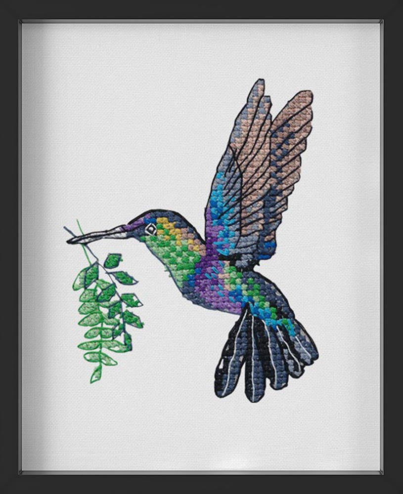 Kreuzstich - Regenbogenvogel | 10x10 cm - Diy - Fadenkunst