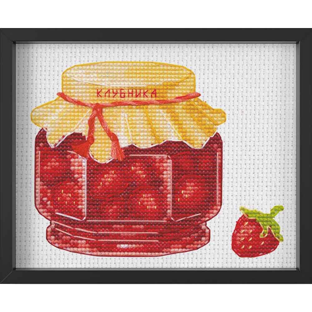 Kreuzstich - Erdbeer Marmelade | 10x15 cm - Diy - Fadenkunst