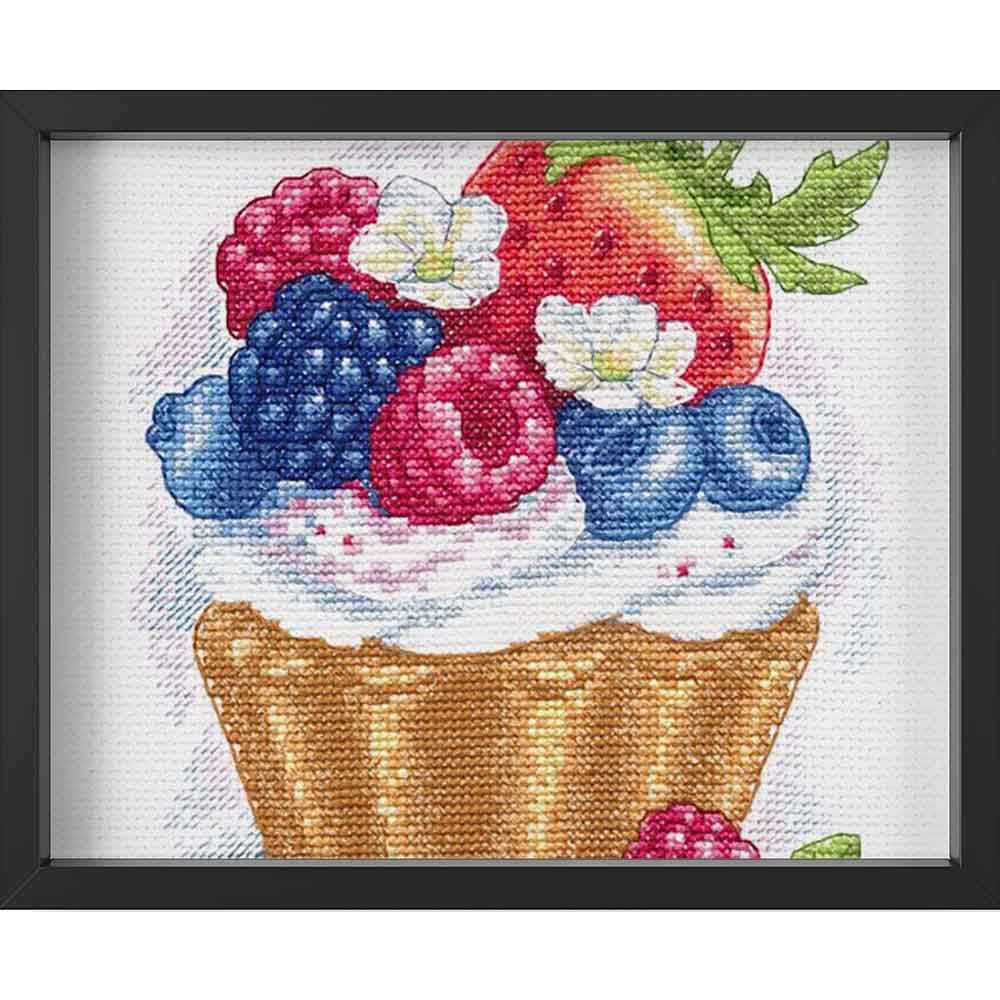 Kreuzstich - Beerendessert | 20x20 cm - Diy - Fadenkunst