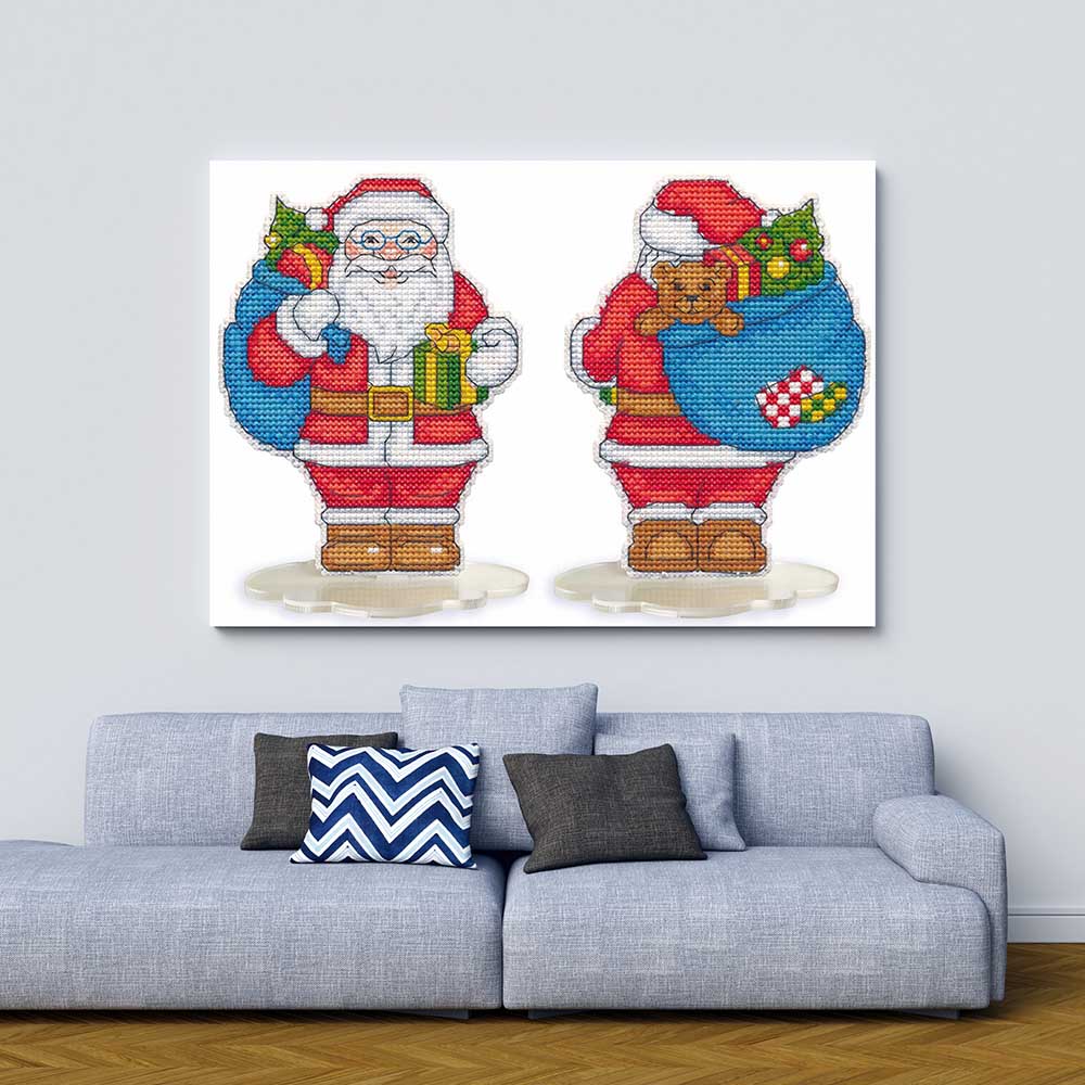 Kreuzstich - Der Weihnachtsmann | 10x15 cm - Diy - Fadenkunst