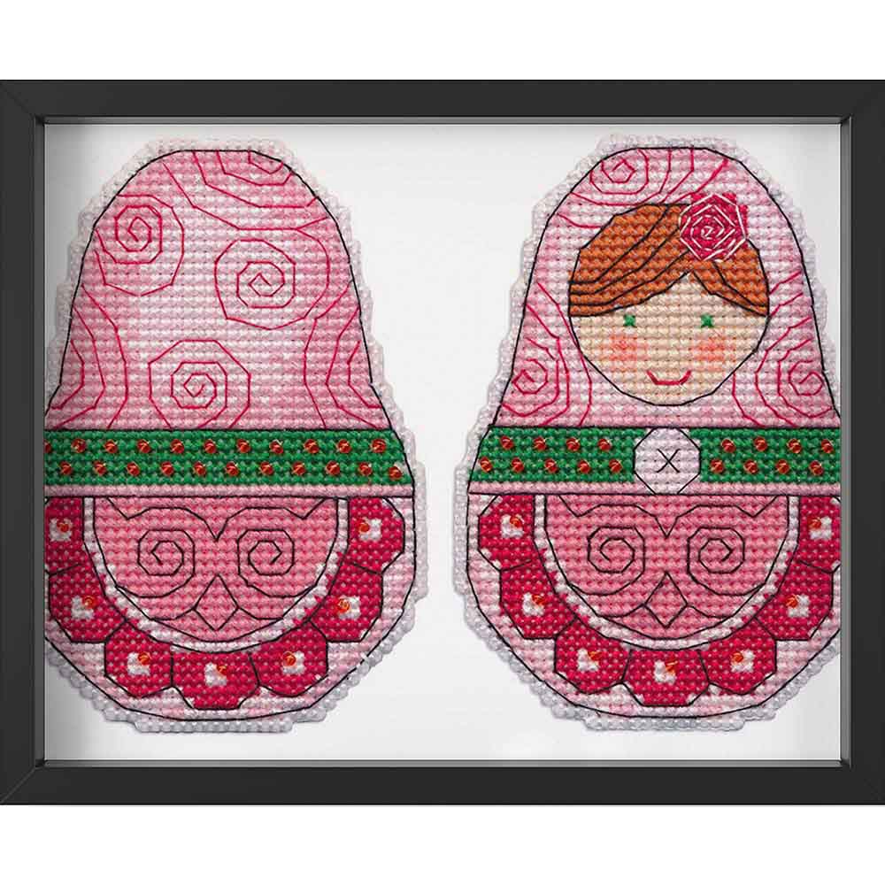 Kreuzstich - Weihnachtsspielzeug - Matrjoschka | 10x10 cm - Diy - Fadenkunst