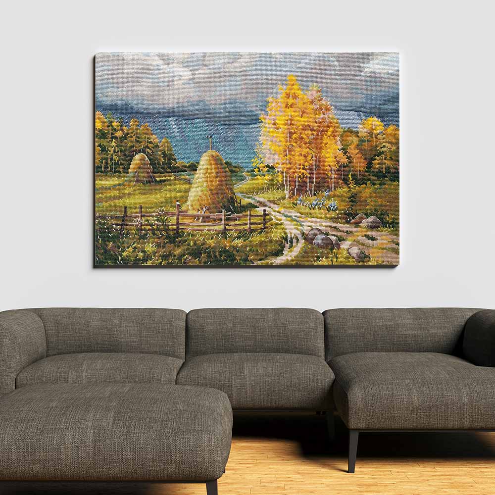 Kreuzstich - Herbstgewitter | 40x30 cm - Diy - Fadenkunst