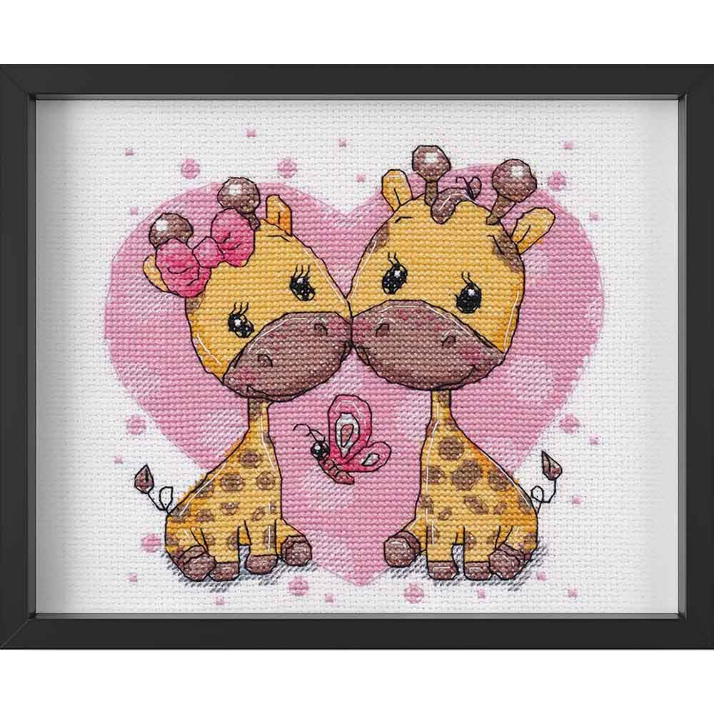 Kreuzstich - Verliebte Giraffen | 15x15 cm - Diy - Fadenkunst