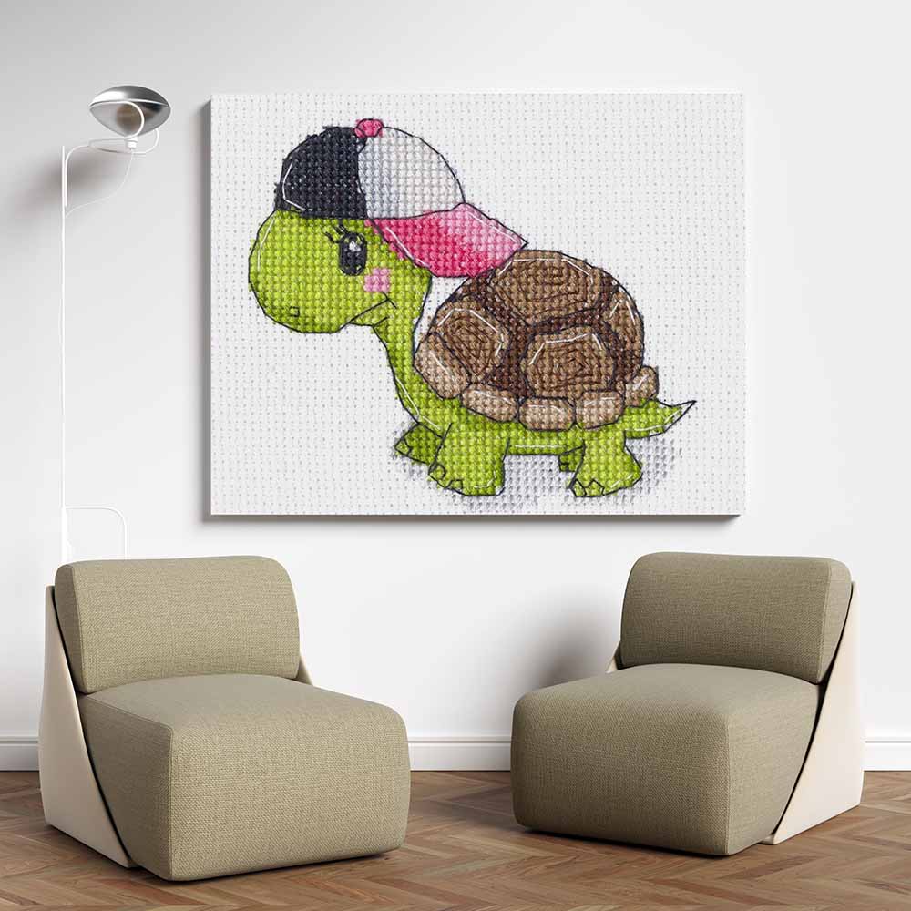Kreuzstich - Kleine Schildkröte | 10x10 cm - Diy - Fadenkunst