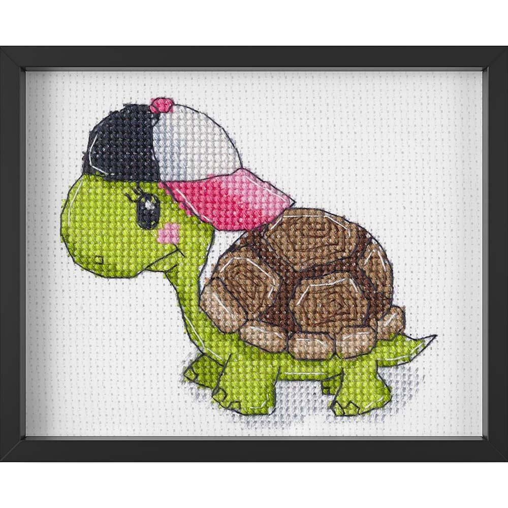 Kreuzstich - Kleine Schildkröte | 10x10 cm - Diy - Fadenkunst