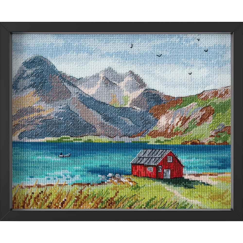 Kreuzstich - Lofoten Inseln | 20x20 cm - Diy - Fadenkunst