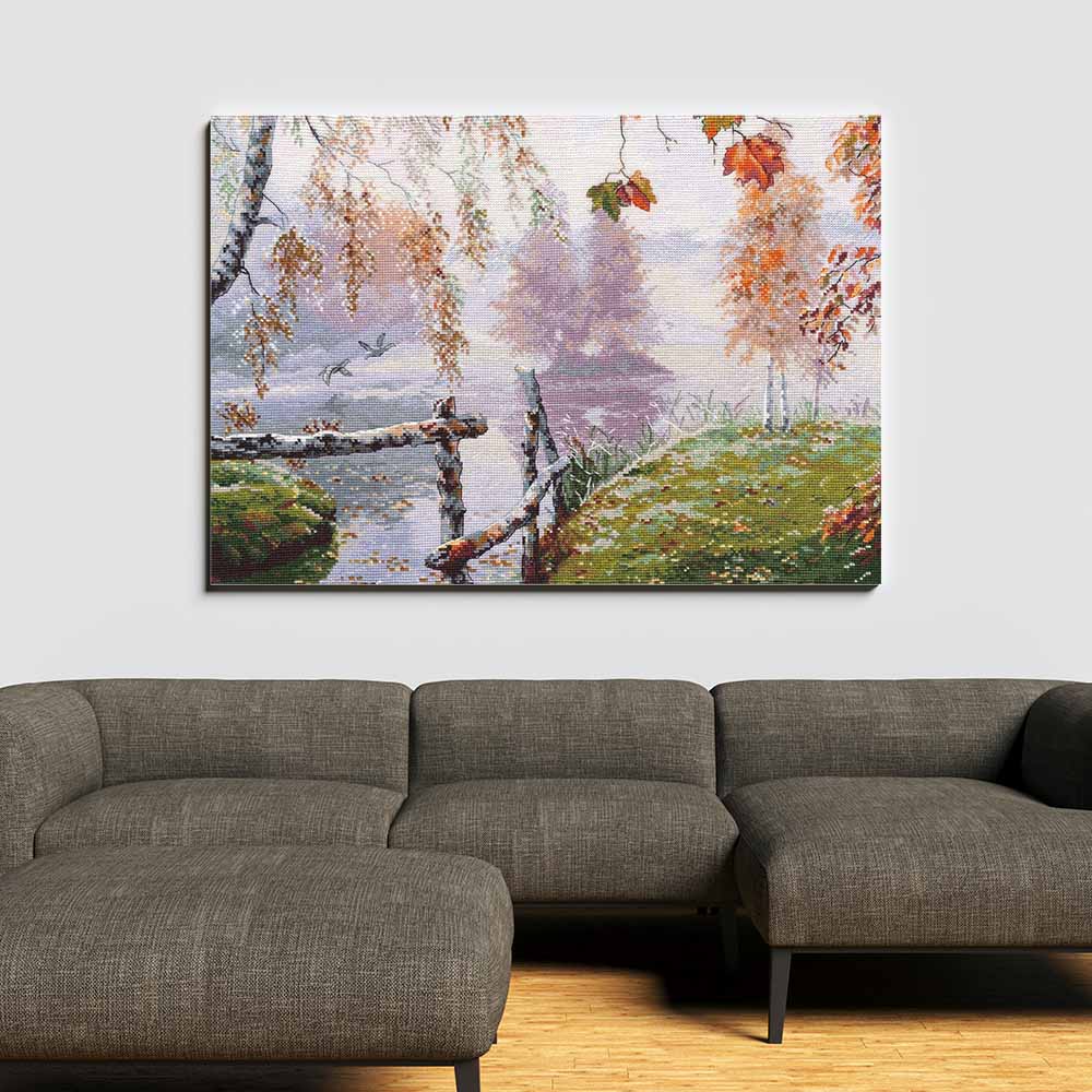 Kreuzstich - Der Hauch des Herbstes | 40x35 cm - Diy - Fadenkunst