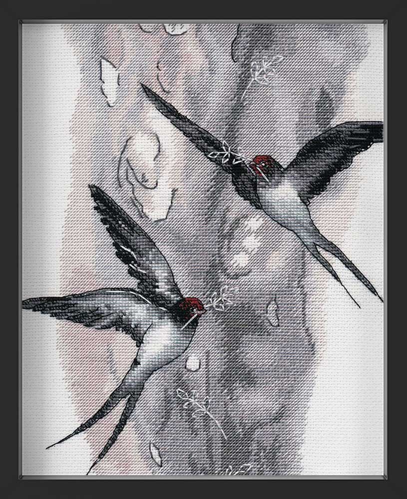 Kreuzstich - Fliegende Schwalben | 22x27 cm